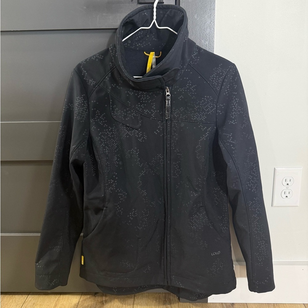 Lole Glisten Jacket High Collar Black Dot Design Size Women’s Small